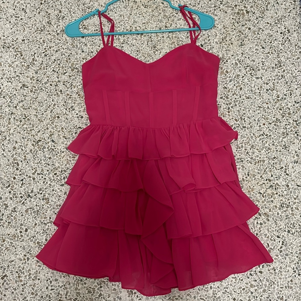 Pink Ruffle Mini Dress